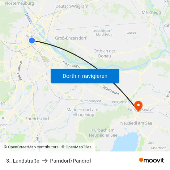 3., Landstraße to Parndorf/Pandrof map