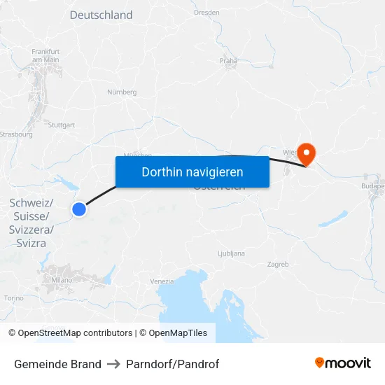 Gemeinde Brand to Parndorf/Pandrof map
