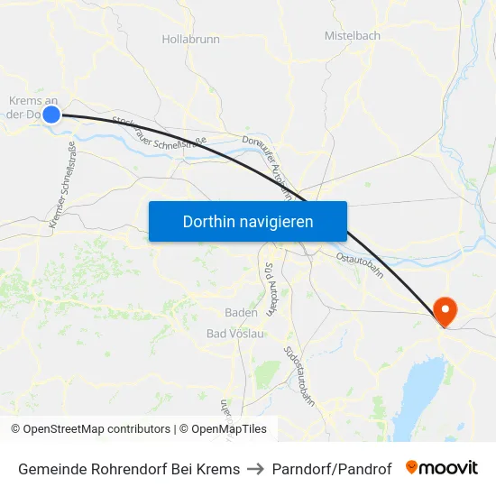 Gemeinde Rohrendorf Bei Krems to Parndorf/Pandrof map