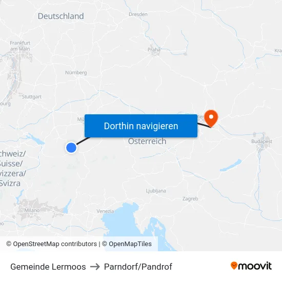 Gemeinde Lermoos to Parndorf/Pandrof map