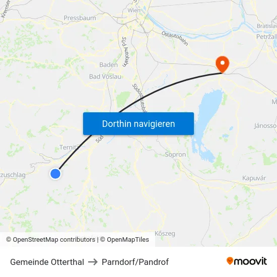 Gemeinde Otterthal to Parndorf/Pandrof map