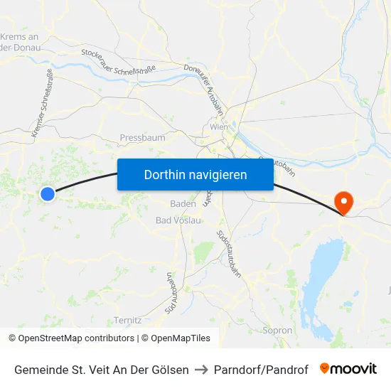 Gemeinde St. Veit An Der Gölsen to Parndorf/Pandrof map