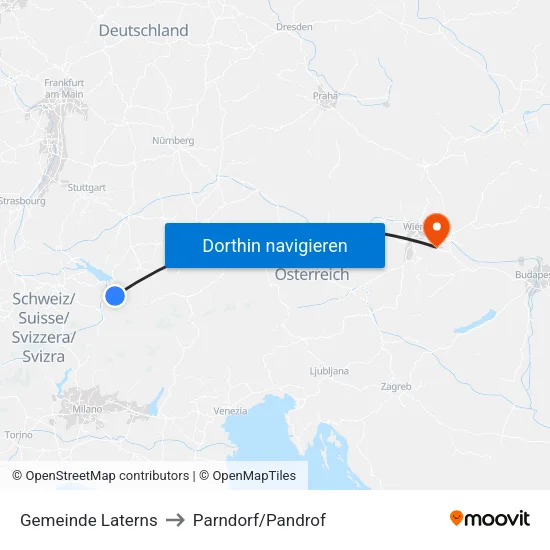 Gemeinde Laterns to Parndorf/Pandrof map