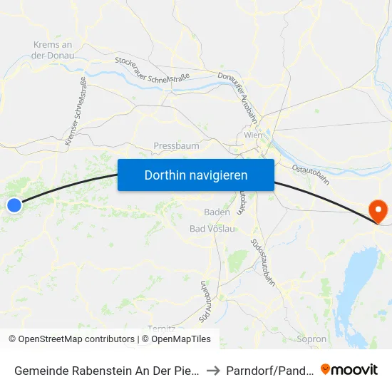 Gemeinde Rabenstein An Der Pielach to Parndorf/Pandrof map