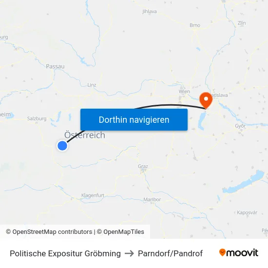 Politische Expositur Gröbming to Parndorf/Pandrof map