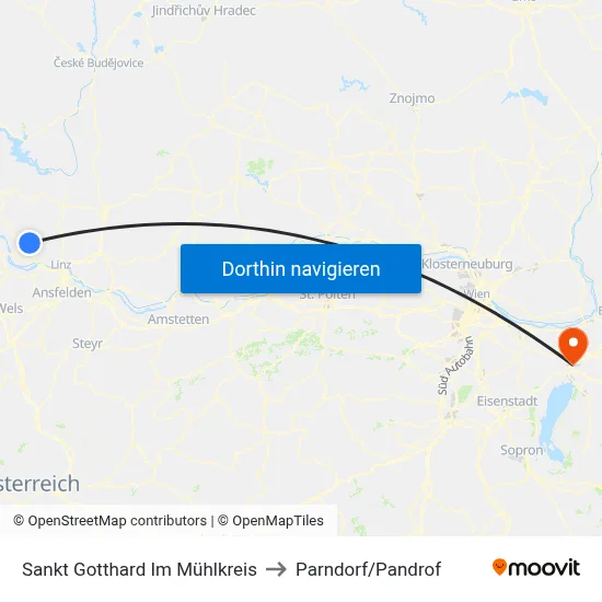 Sankt Gotthard Im Mühlkreis to Parndorf/Pandrof map