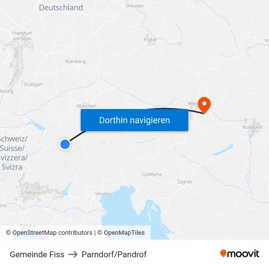 Gemeinde Fiss to Parndorf/Pandrof map
