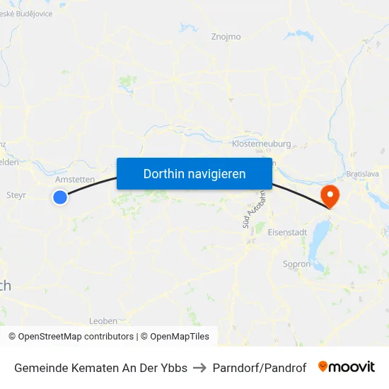 Gemeinde Kematen An Der Ybbs to Parndorf/Pandrof map