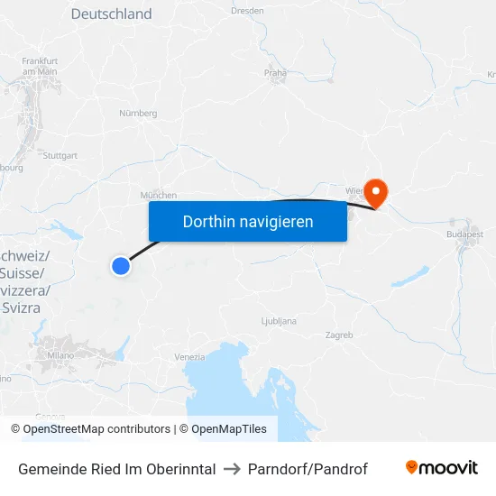 Gemeinde Ried Im Oberinntal to Parndorf/Pandrof map