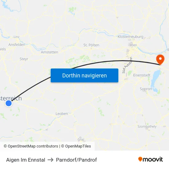 Aigen Im Ennstal to Parndorf/Pandrof map