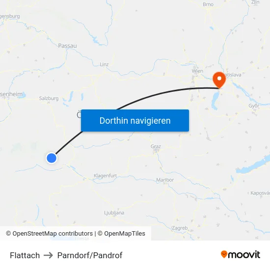 Flattach to Parndorf/Pandrof map