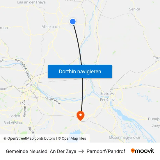 Gemeinde Neusiedl An Der Zaya to Parndorf/Pandrof map