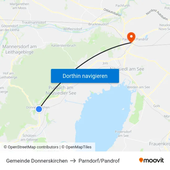 Gemeinde Donnerskirchen to Parndorf/Pandrof map