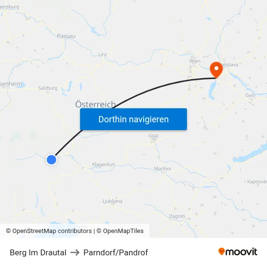 Berg Im Drautal to Parndorf/Pandrof map