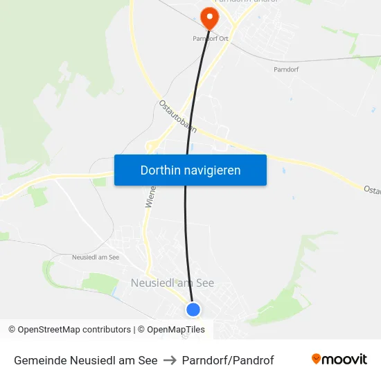 Gemeinde Neusiedl am See to Parndorf/Pandrof map