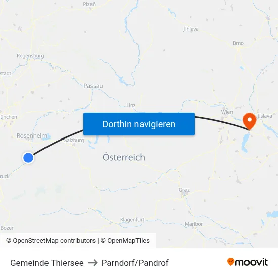 Gemeinde Thiersee to Parndorf/Pandrof map