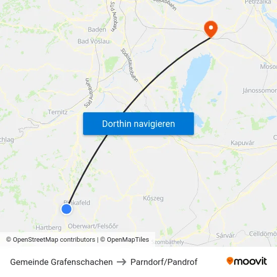 Gemeinde Grafenschachen to Parndorf/Pandrof map