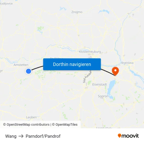 Wang to Parndorf/Pandrof map