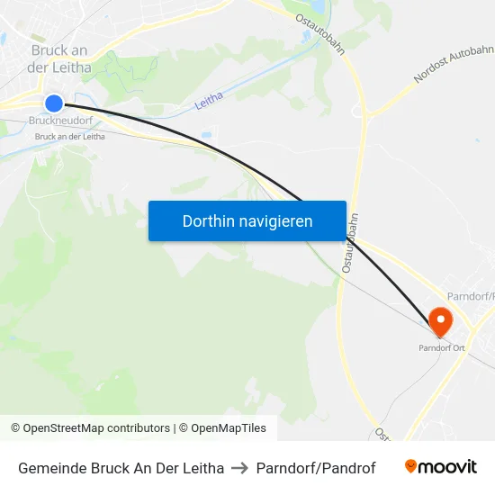 Gemeinde Bruck An Der Leitha to Parndorf/Pandrof map