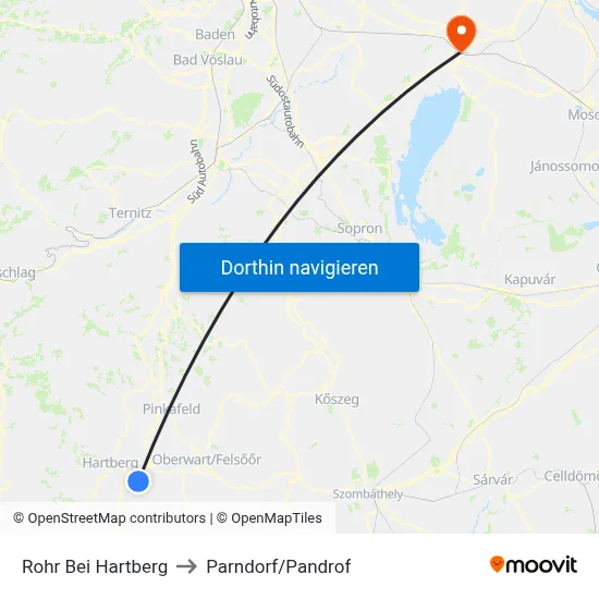 Rohr Bei Hartberg to Parndorf/Pandrof map