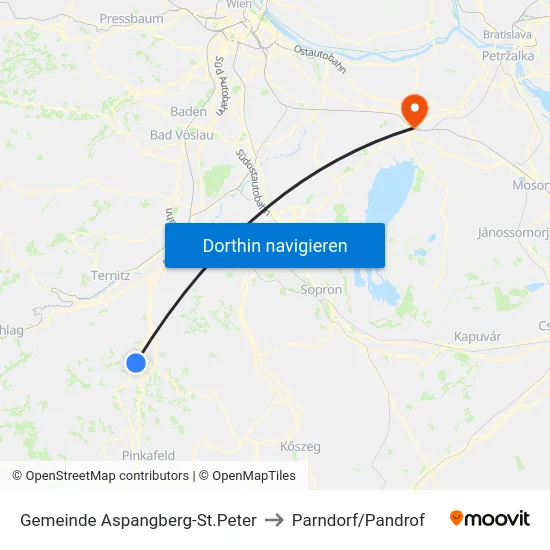 Gemeinde Aspangberg-St.Peter to Parndorf/Pandrof map