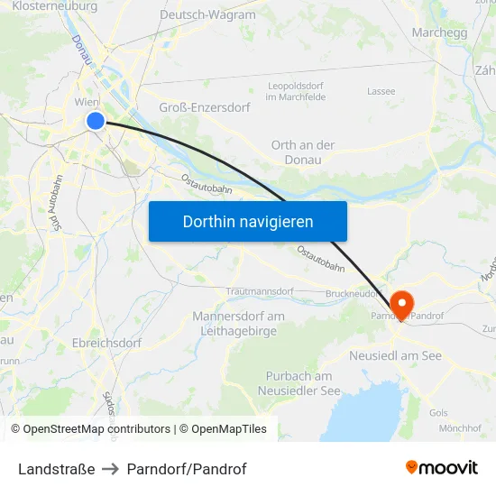 Landstraße to Parndorf/Pandrof map