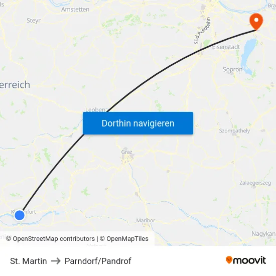 St. Martin to Parndorf/Pandrof map