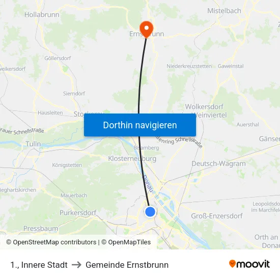 1., Innere Stadt to Gemeinde Ernstbrunn map