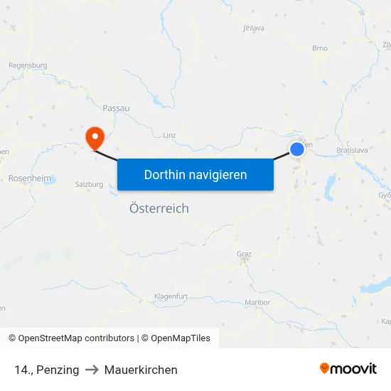 14., Penzing to Mauerkirchen map