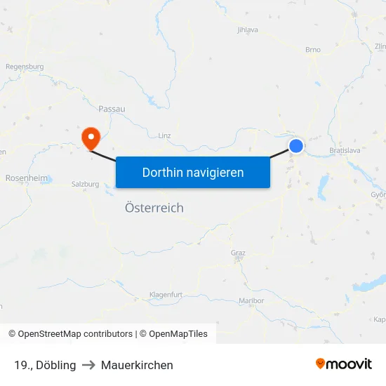 19., Döbling to Mauerkirchen map