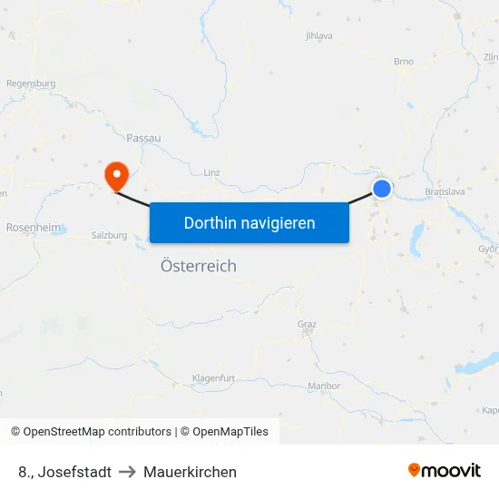 8., Josefstadt to Mauerkirchen map