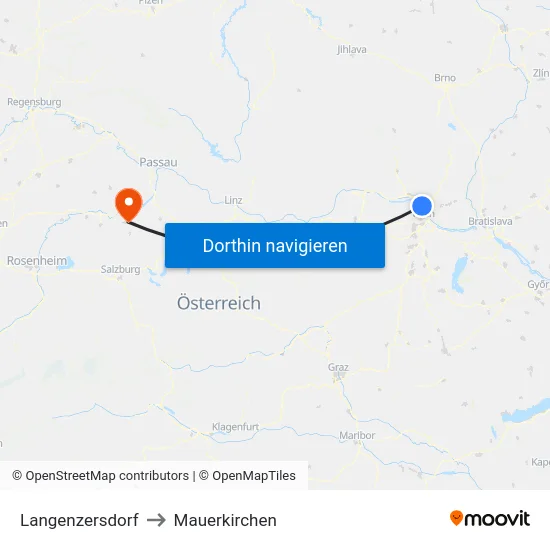 Langenzersdorf to Mauerkirchen map
