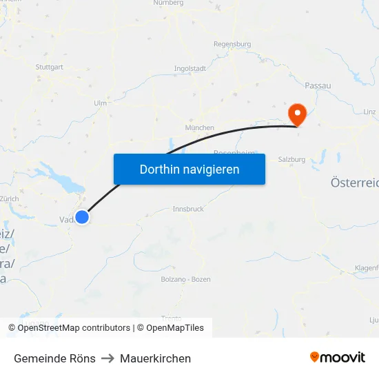 Gemeinde Röns to Mauerkirchen map