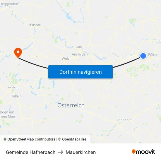 Gemeinde Hafnerbach to Mauerkirchen map