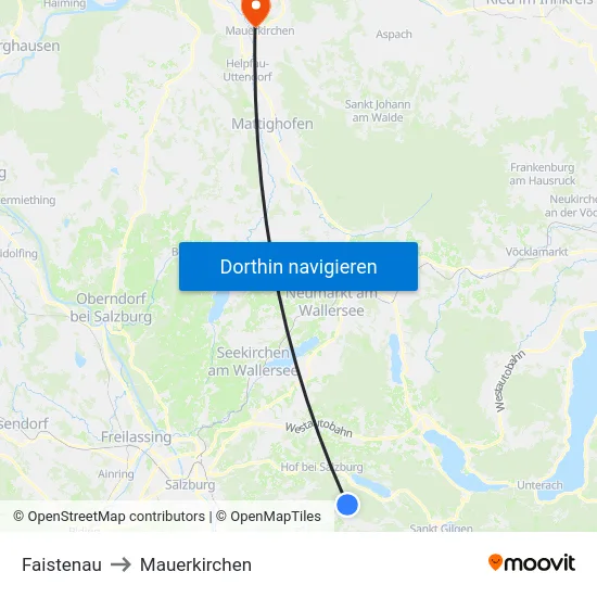 Faistenau to Mauerkirchen map