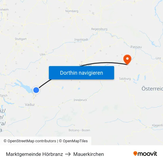 Marktgemeinde Hörbranz to Mauerkirchen map