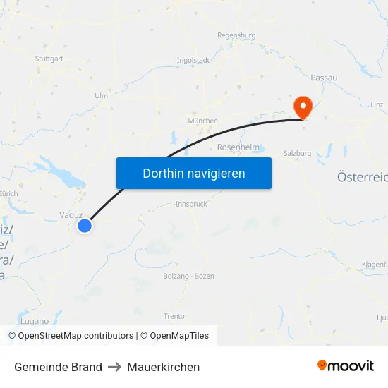 Gemeinde Brand to Mauerkirchen map
