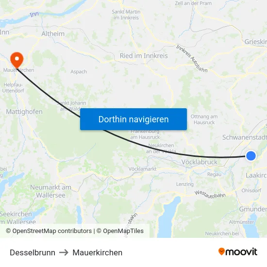 Desselbrunn to Mauerkirchen map