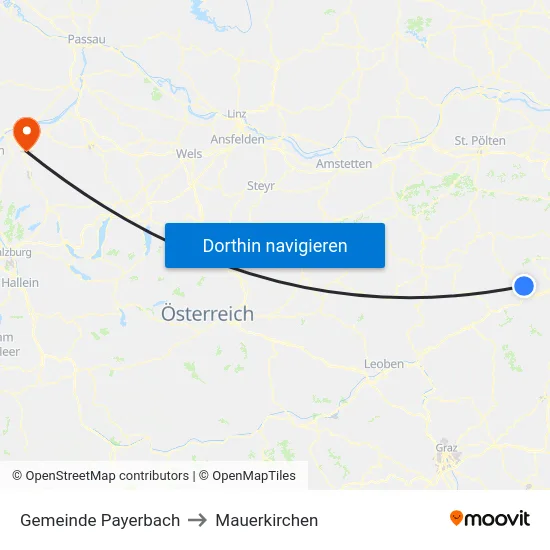 Gemeinde Payerbach to Mauerkirchen map