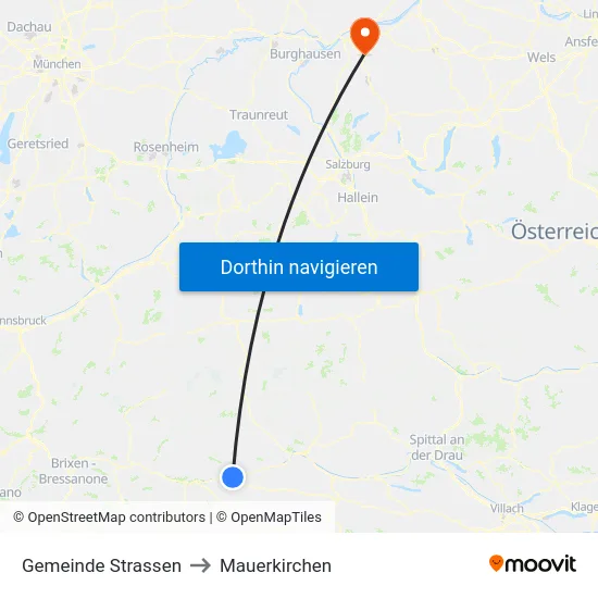 Gemeinde Strassen to Mauerkirchen map