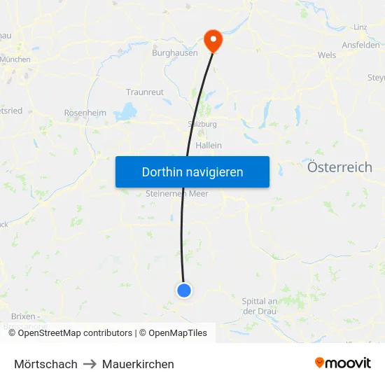 Mörtschach to Mauerkirchen map