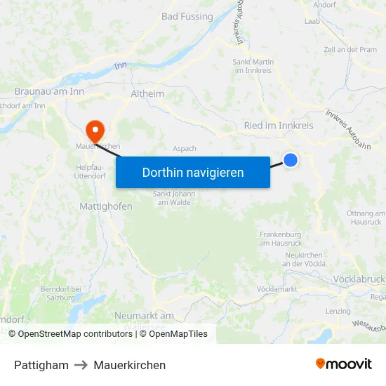 Pattigham to Mauerkirchen map