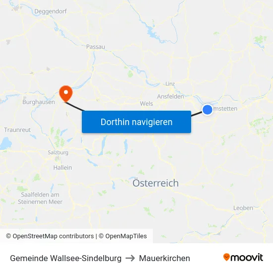 Gemeinde Wallsee-Sindelburg to Mauerkirchen map