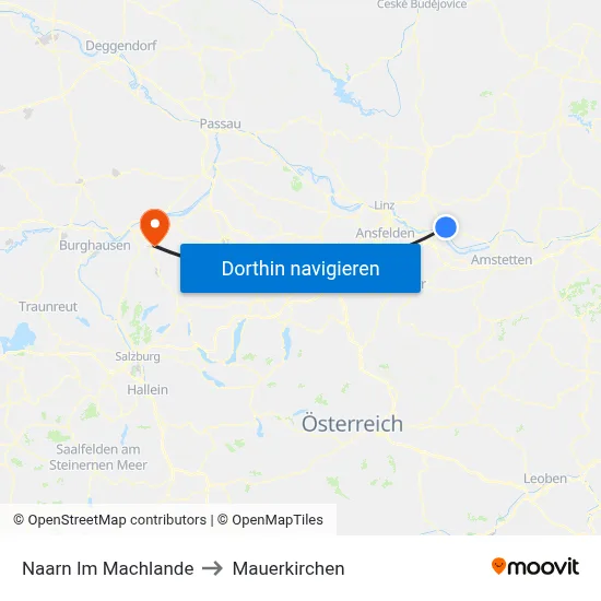 Naarn Im Machlande to Mauerkirchen map