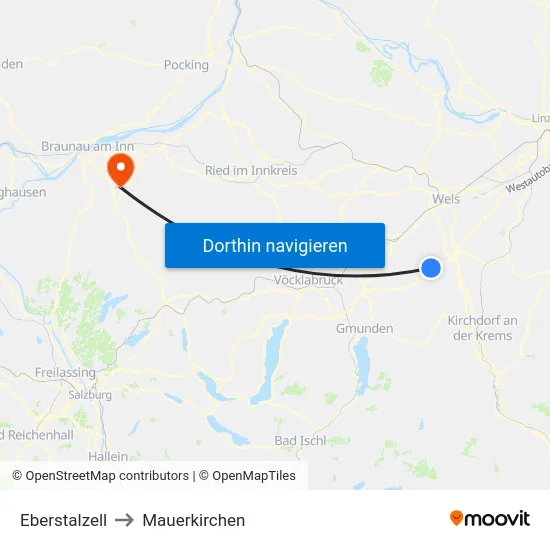 Eberstalzell to Mauerkirchen map