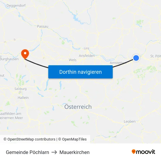 Gemeinde Pöchlarn to Mauerkirchen map