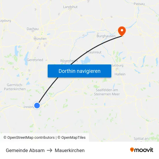 Gemeinde Absam to Mauerkirchen map