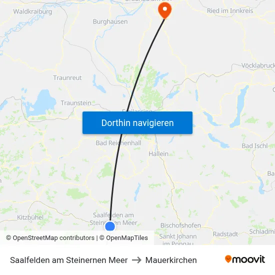 Saalfelden am Steinernen Meer to Mauerkirchen map