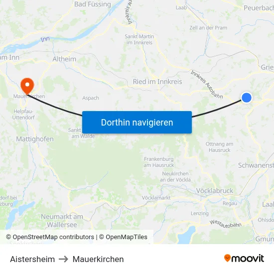 Aistersheim to Mauerkirchen map