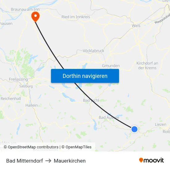 Bad Mitterndorf to Mauerkirchen map